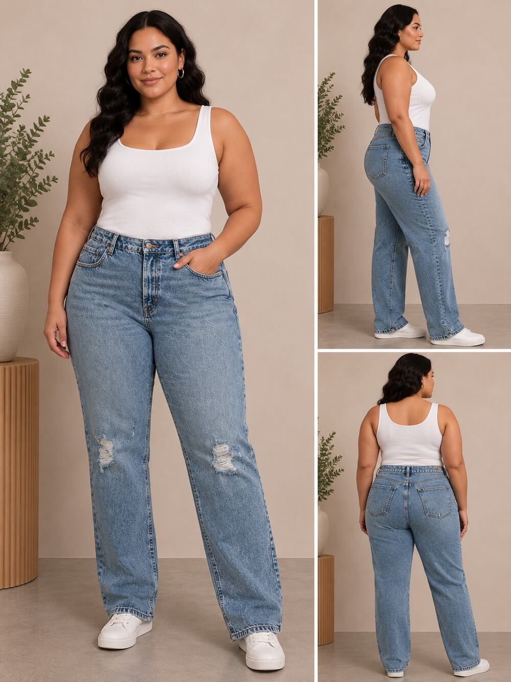 Wild Fable High Rise Straight Distressed Jeans Women Size 16/32 Medium Wash NWT